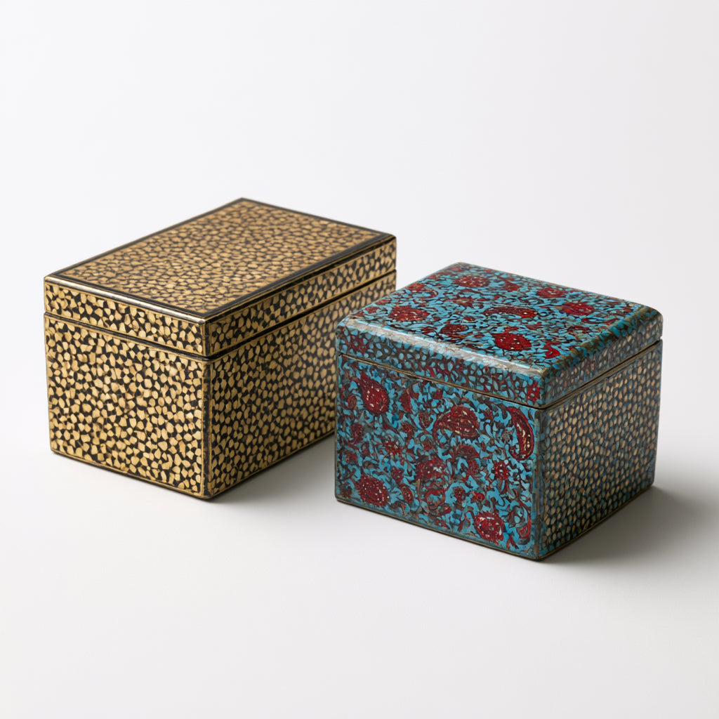 Joyeros-Madera-Metal-18 x 12 x 10 cm-12 x 12 x 8 cm-Dorado-Turquesa-Rojo-Negro-Vintage decorativo