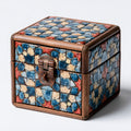 Joyeros - Madera-Metal - 16 x 16 x 13 cm - Azul-Crema-Rojo-Marron - Mosaico cuadrado