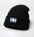 Gorros con Luz LED - Acrilico - 29 x 22 cm - Negro - Punto acanalado con modulo triple de iluminacion