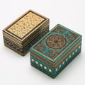Joyeros-Madera-Metal-18 x 11 x 8 cm-16 x 10 x 7 cm-Negro-Turquesa-Dorado-Oriental vintage