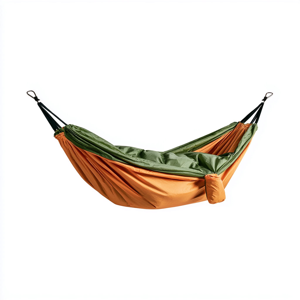 Hamacas - Nylon - 286x148 cm - Verde-Naranja - Portátil