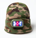 Gorros con Luz LED - Acrilico - 27 x 23 cm - Verde-Marron-Beige-Negro - Camuflaje tactico con modulo LED frontal