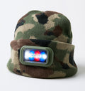 Gorros con Luz LED - Acrilico - 28 x 23 cm - Verde-Marron-Beige-Negro - Camuflaje outdoor con panel luminoso multicolor
