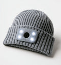 Gorros con Luz LED - Acrilico - 27 x 23 cm - Gris Claro - Punto elastico con panel frontal de iluminacion