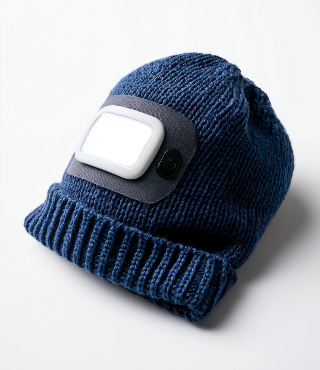 Gorros con Luz LED - Acrilico - 29 x 23 cm - Azul Marino - Estilo outdoor con panel luminoso frontal