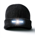 Gorros con Luz LED - Acrilico - 27 x 23 cm - Negro - Punto acanalado con modulo rectangular frontal