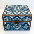 Joyeros - Madera-Metal - 22 x 22 x 11 cm - Azul-Turquesa-Blanco-Marron - Geometrico andalusi