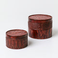 Joyeros-Metal-14 x 14 x 12 cm-10 x 10 x 7 cm-Rojo-Cobre envejecido-Antiguo relieve