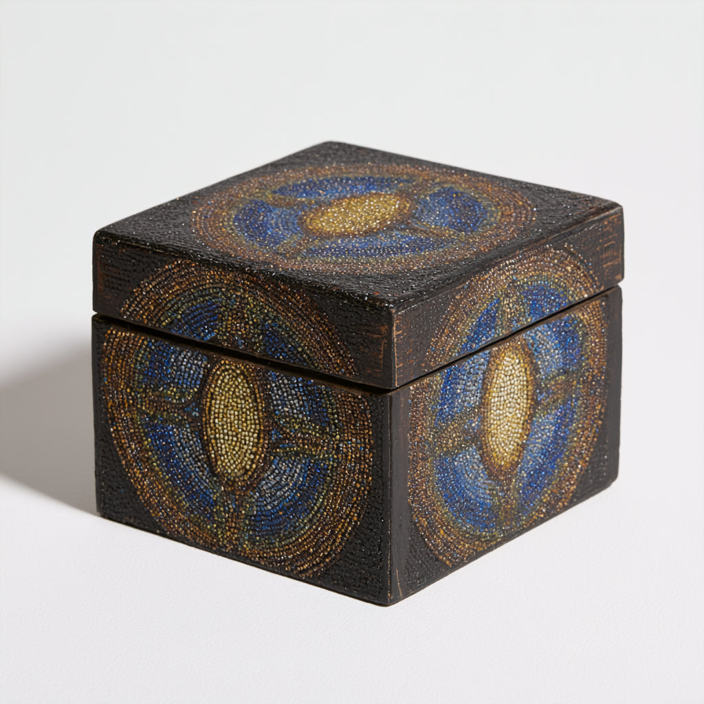 Joyeros - Madera-Metal - 14 x 14 x 11 cm - Negro-Azul-Dorado - Circular brillante